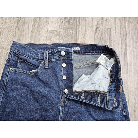 (3/$35) Old Navy Jeans Womens 6 Blue High Rise Button Fly Straight Slim Pockets - Picture 6 of 13